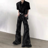 Threebooy American High Street Dark Style Slightly Flared Men'S High Waist Niche Design Jeans High-End Fashion Trend Wide Leg Trousers Men